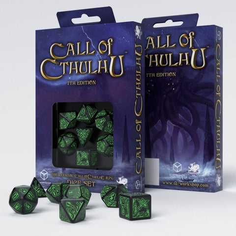 Call Of Cthulhu 7th Edition kauliukų rinkinys juodos ir žalios sp - OBUOLYS