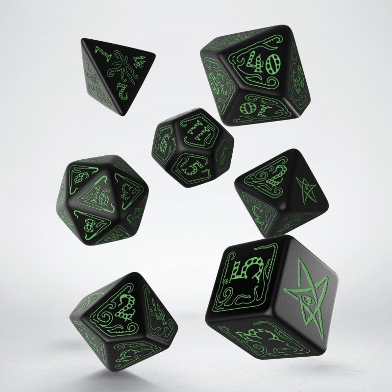 Call Of Cthulhu kauliukų rinkinys juodos ir žalios spalvos - OBUOLYS