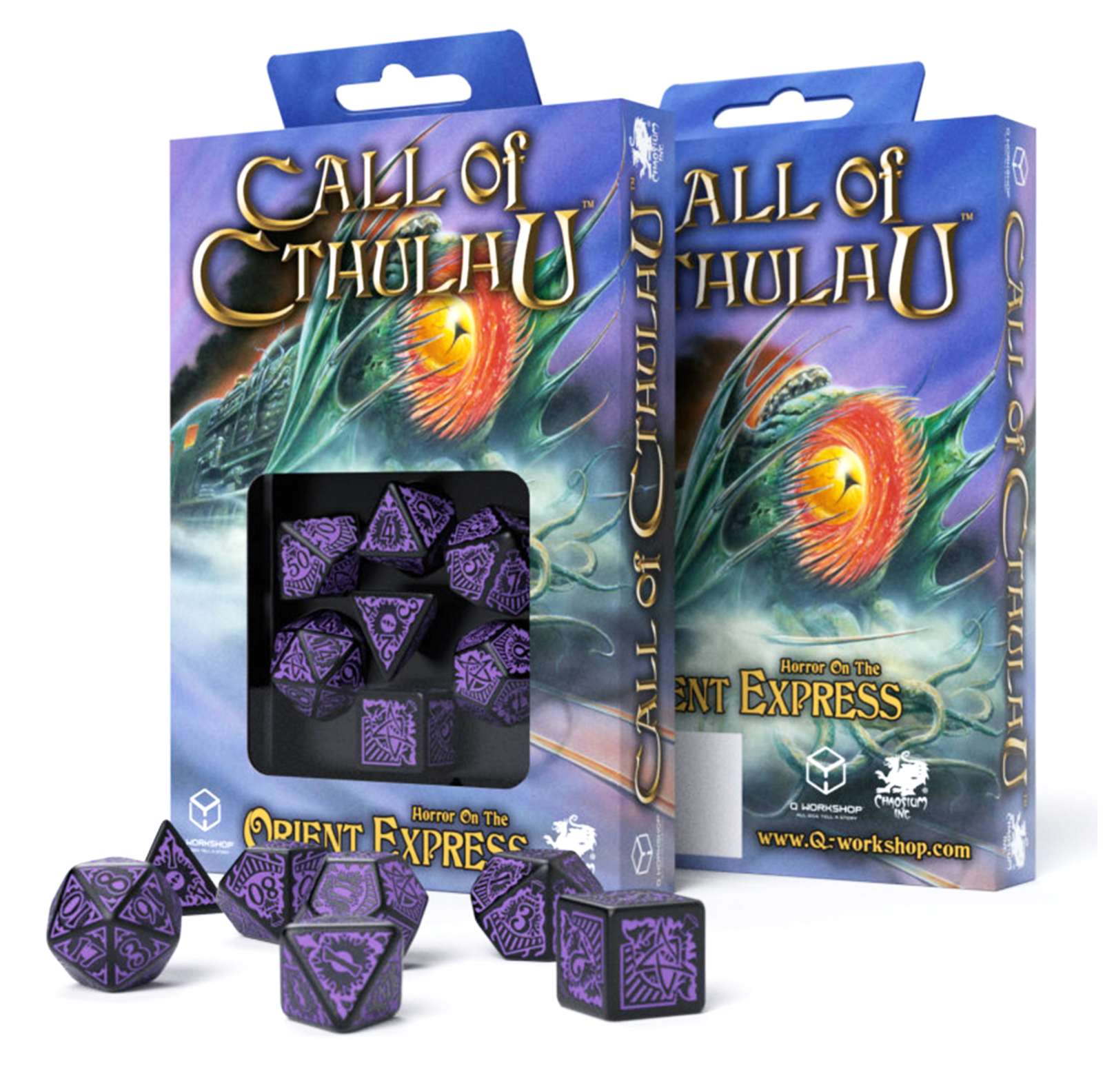 Call Of Cthulhu Orient Express kauliukų rinkinys juodos ir violetinės spalvos - OBUOLYS
