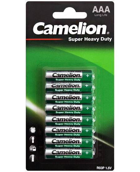 Camelion AAA Super Heavy Duty cinko anglies baterijos 8 vnt. - OBUOLYS
