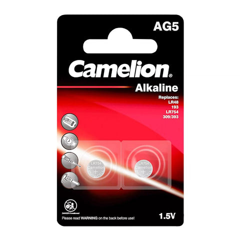 Camelion AG5/LR754/393/193 šarminės, mygtukinės baterijos, 2 vnt. - OBUOLYS