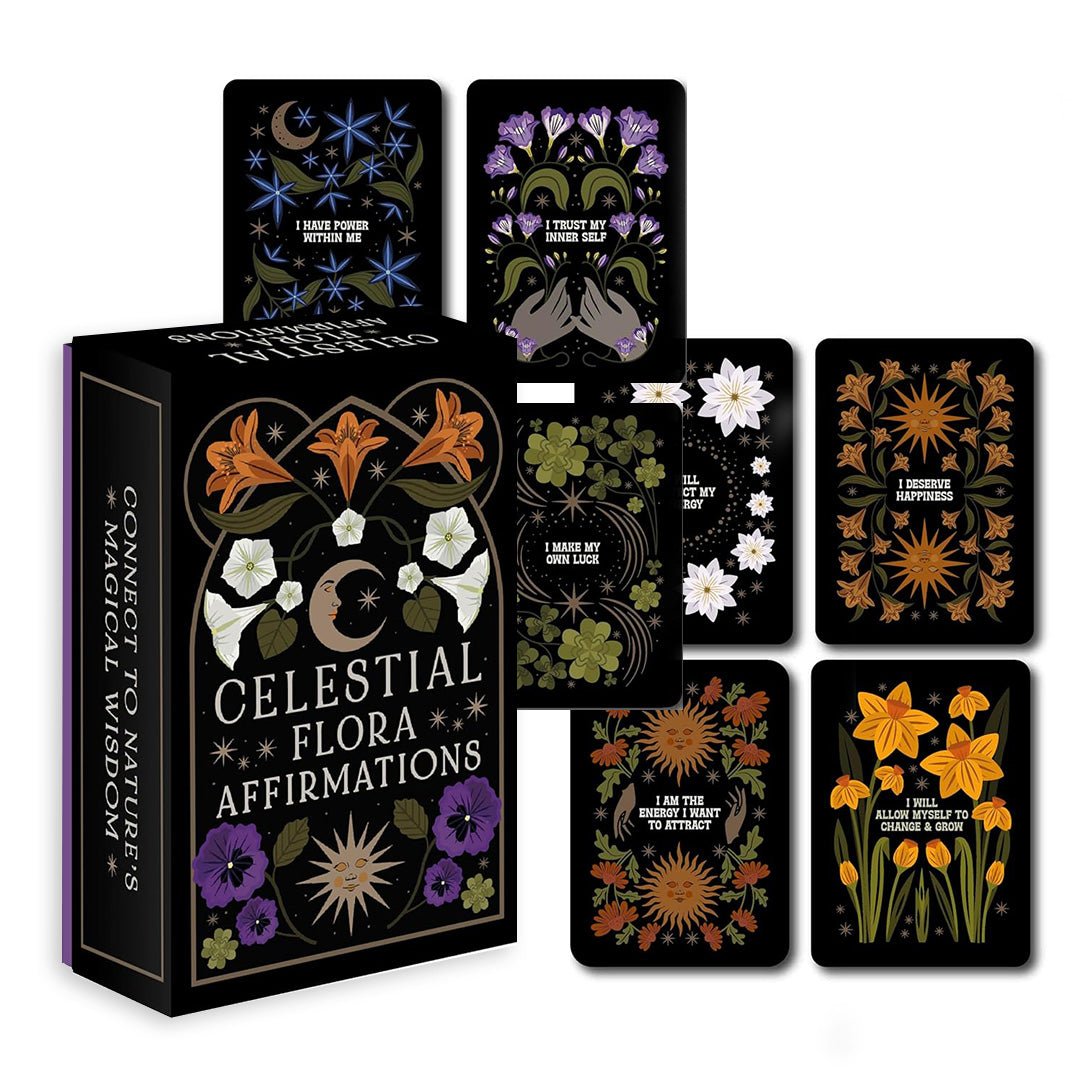 Celestial Flora Affirmacijos kortos Leaping Hare Press - OBUOLYS