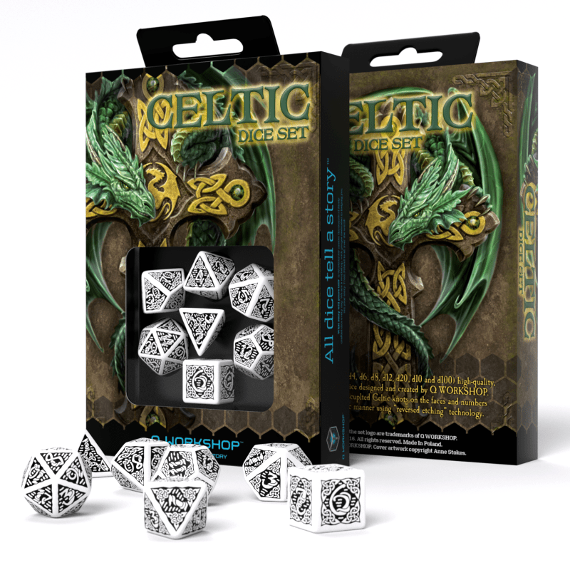 Celtic 3D Revised kauliukų rinkinys baltos ir juodos spalvos - OBUOLYS