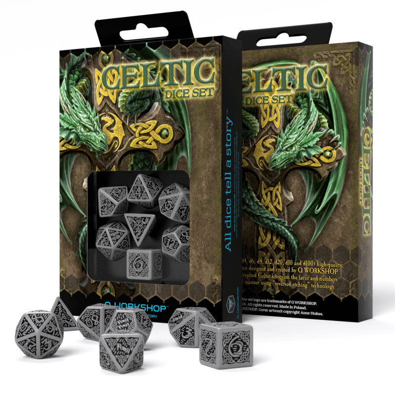 Celtic 3D Revised kauliukų rinkinys pilkos ir juodos spalvos - OBUOLYS