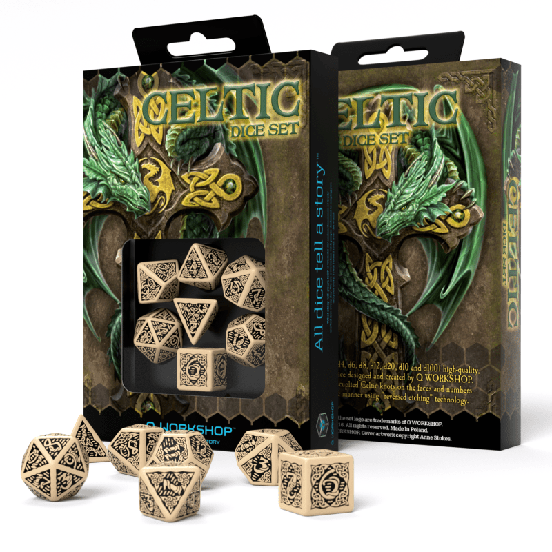 Celtic 3D Revised kauliukų rinkinys smėlio ir juodos spalvos - OBUOLYS
