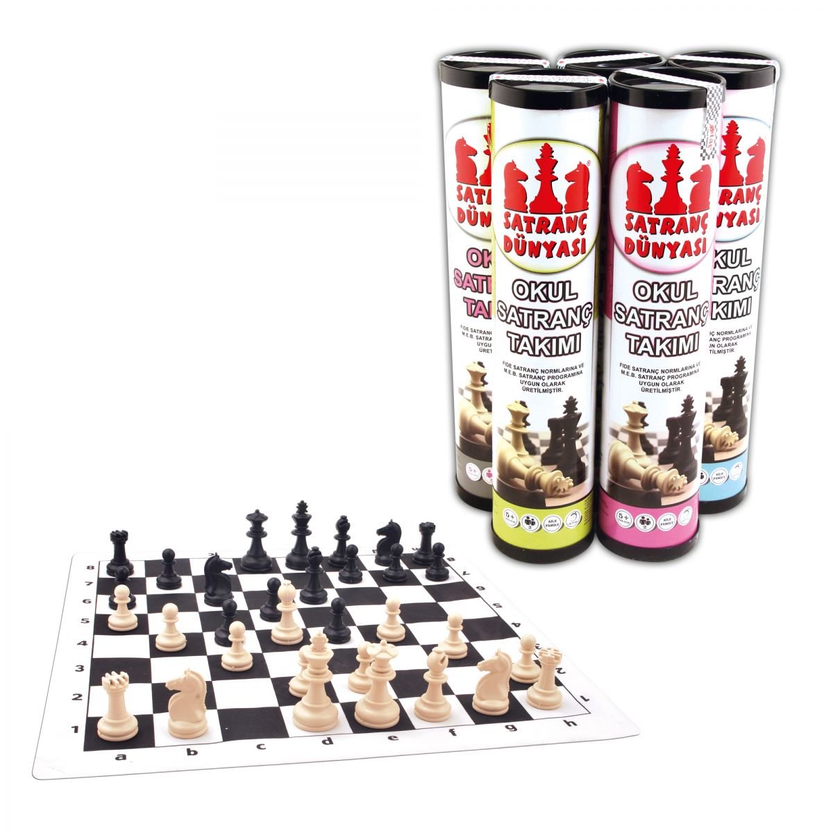CHESS WORLD ROLL CYLINDER ŠACHMATŲ RINKINYS: S dydis - OBUOLYS