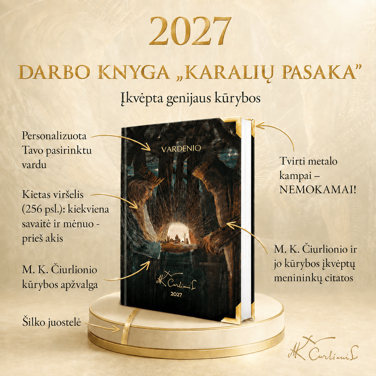 Čiurlionio darbo kalendorius „Karalių pasaka“ 2027 – personalizuota vardu - OBUOLYS