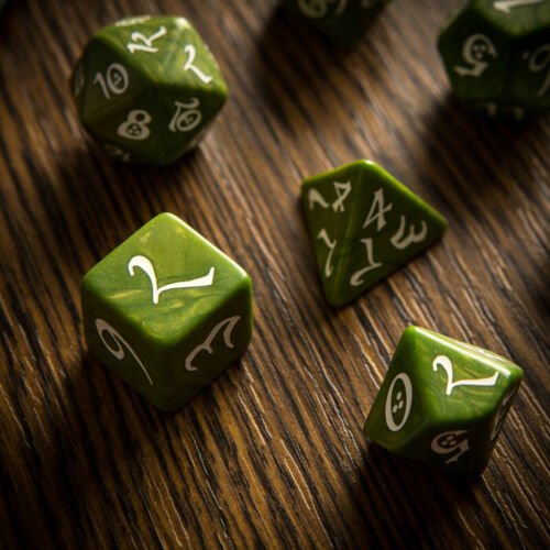 Classic RPG kauliukų rinkinys alyvuogių žalsvumo ir baltos sp - OBUOLYS