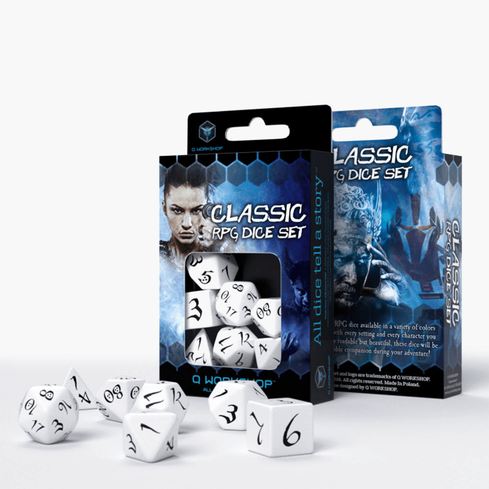 Classic RPG kauliukų rinkinys baltos ir juodos sp - OBUOLYS