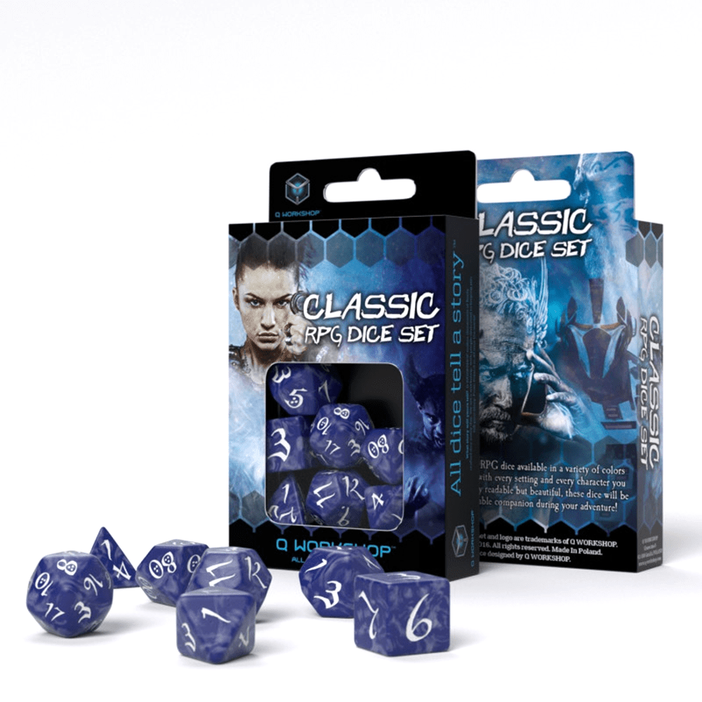 Classic RPG kauliukų rinkinys kobalto ir baltos sp - OBUOLYS