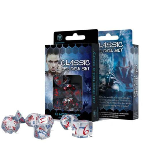 Classic RPG kauliukų rinkinys permatomi bei mėlynos ir raudonos sp - OBUOLYS