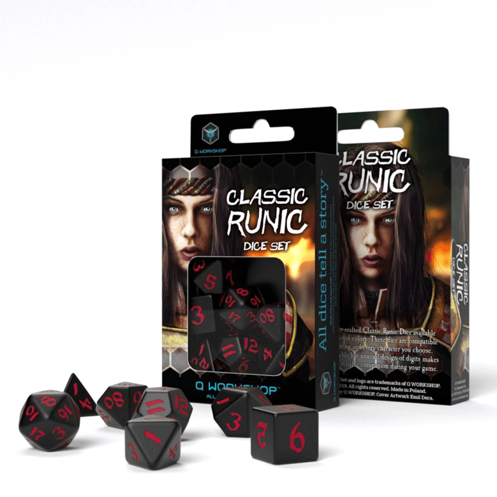 Classic Runic kauliukų rinkinys juodos ir raudonos sp - OBUOLYS