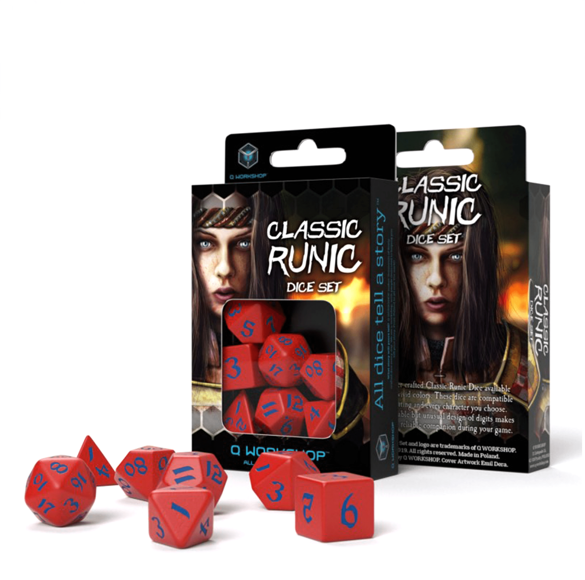 Classic Runic kauliukų rinkinys raudonos ir mėlynos spalvos - OBUOLYS