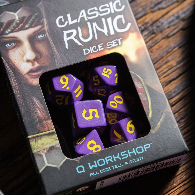 Classic Runic kauliukų rinkinys violetinės ir geltonos spalvos - OBUOLYS