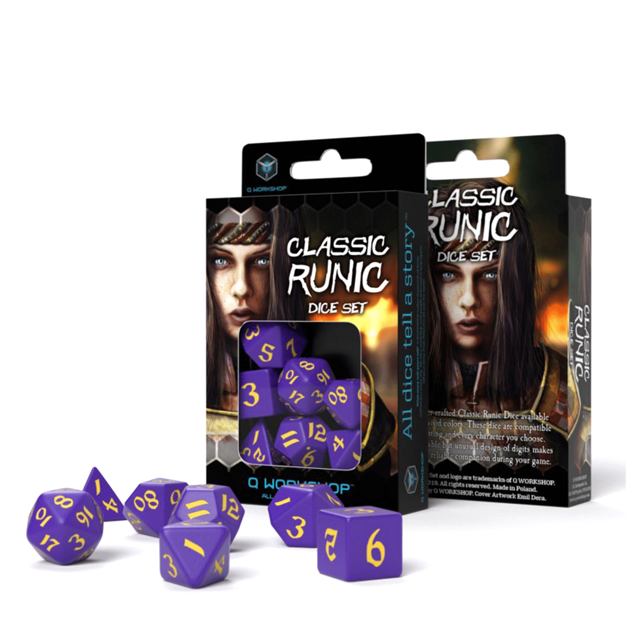 Classic Runic kauliukų rinkinys violetinės ir geltonos spalvos - OBUOLYS