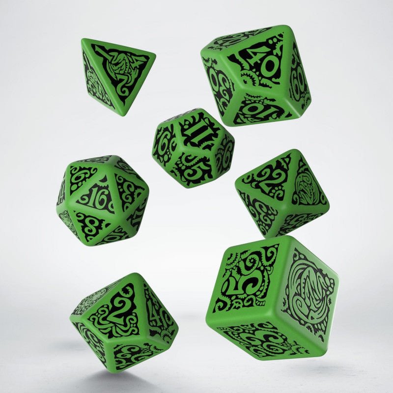 COC The Outer Gods Cthulhu kauliukų rinkinys žalios ir juodos spalvos - OBUOLYS