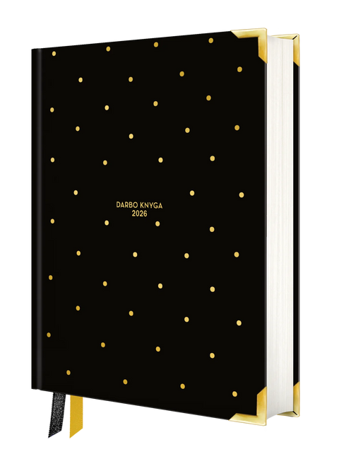 VIDUTINĖ JUODA COCO DARBO KNYGA: 2026 m. su Coco Chanel biografija ir citatomis (M dydis) + galimybė personalizuoti