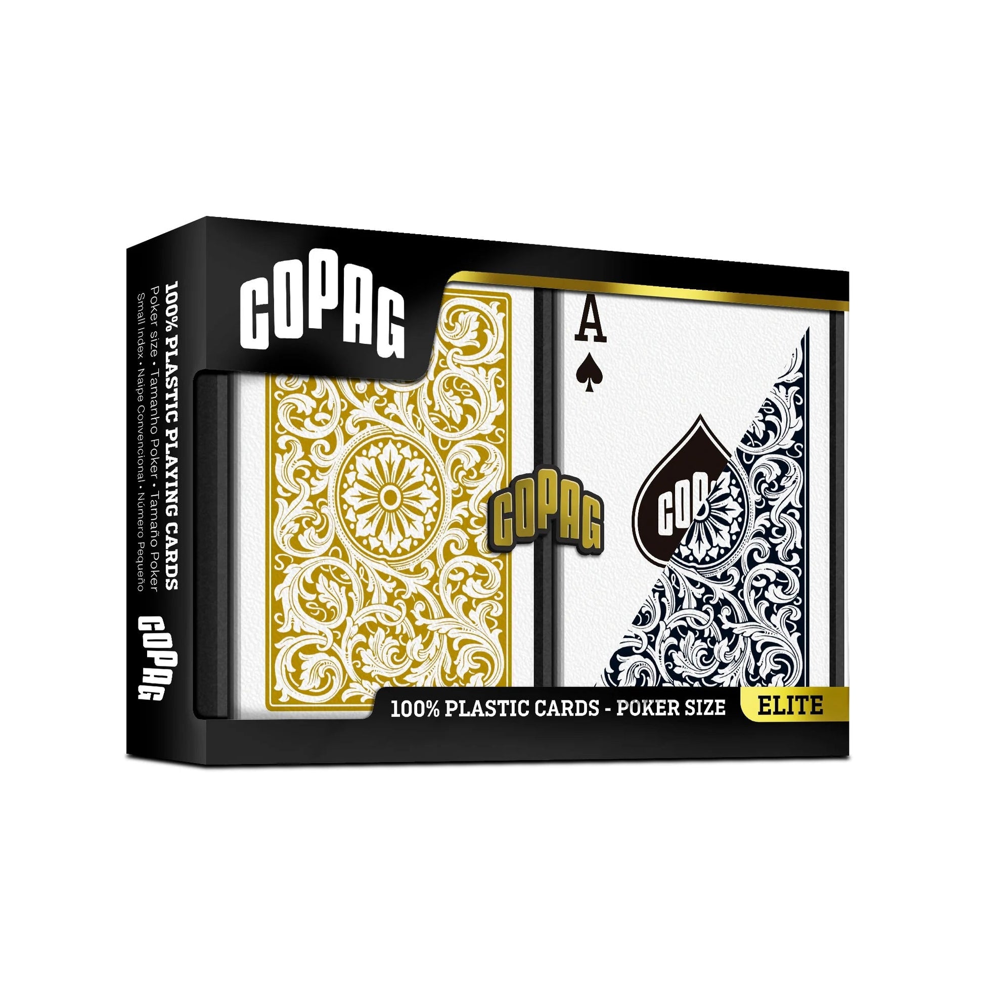 Copag Elite Poker dviguba žaidimo kortų kaladė Regular dydis (juoda/auksinė) - OBUOLYS