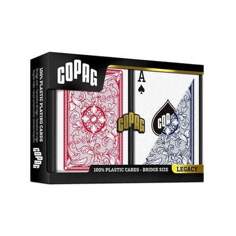 Copag Legacy Bridge Regular index žaidimo kortos dviguba kaladė (raudona ir mėlyna) - OBUOLYS