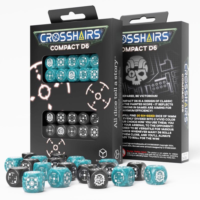 Crosshairs Compact D6 RPG kauliukų rinkinys (audros mėlyna ir juoda sp.) - OBUOLYS