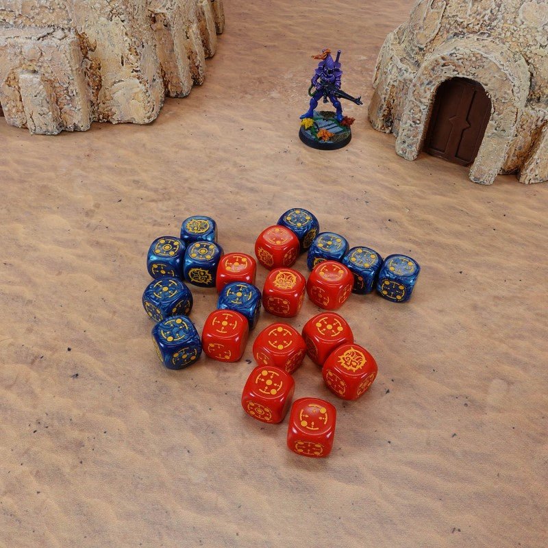 Crosshairs Compact D6 RPG kauliukų rinkinys (kobalto ir raudona sp.) - OBUOLYS