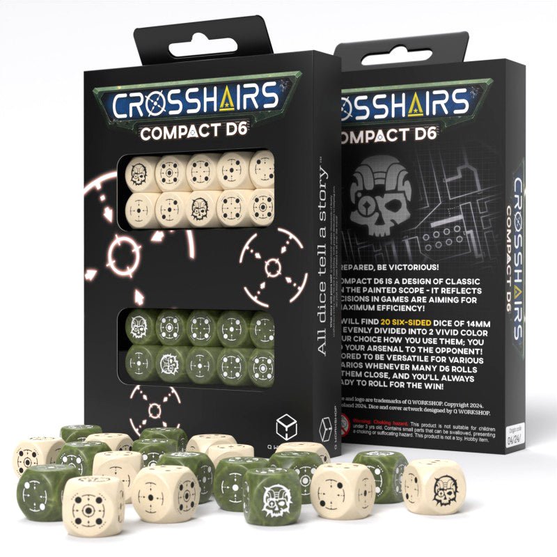 Crosshairs Compact D6 RPG kauliukų rinkinys (smėlio ir alyvuogių sp.) - OBUOLYS