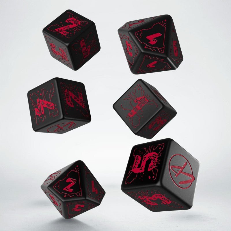 Cyberpunk RED Essential kauliukų rinkinys juodos ir raudonos spalvos - OBUOLYS