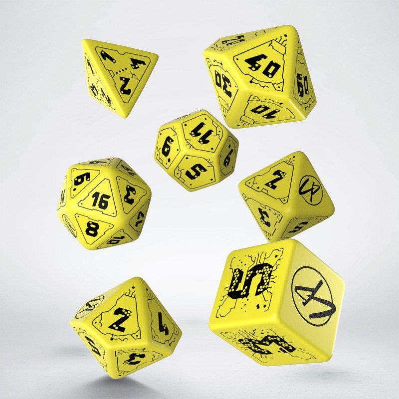 Cyberpunk RED RPG danger zone kauliukų rinkinys geltonos ir juodos sp - OBUOLYS