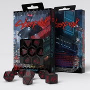 Cyberpunk RED RPG kauliukų rinkinys juodos ir raudonos sp - OBUOLYS