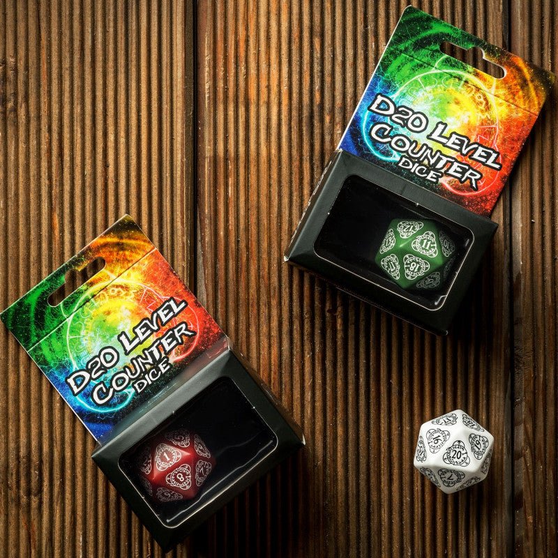 D20 Level Counter kauliukas baltos ir juodos sp - OBUOLYS