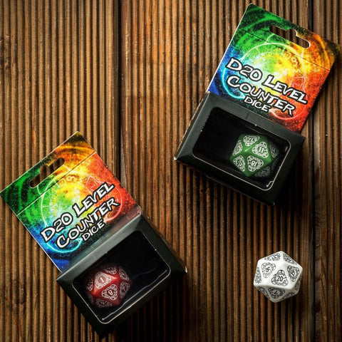 D20 Level Counter kauliukas baltos ir juodos sp - OBUOLYS