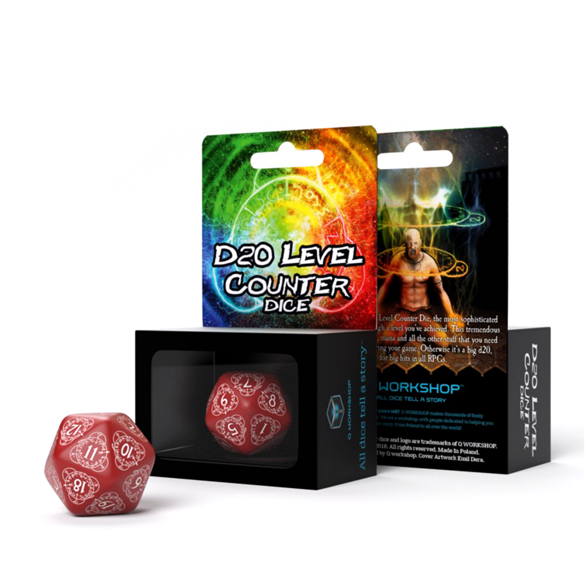 D20 Level Counter kauliukas raudonos ir baltos sp - OBUOLYS