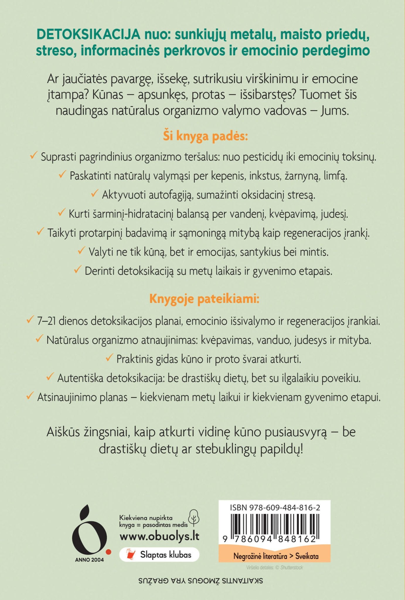 DETOKSIKACIJA: natūrali atgaiva kūnui ir sielai - OBUOLYS