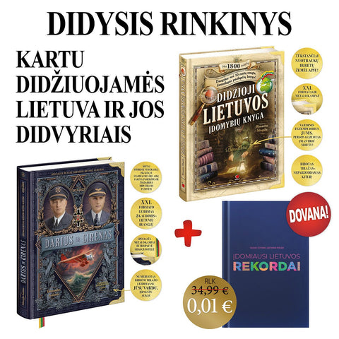 DIDYSIS RINKINYS – KARTU DIDŽIUOJAMĖS LIETUVA IR JOS DIDVYRIAIS: kartu dar PIGIAU + DOVANA - OBUOLYS