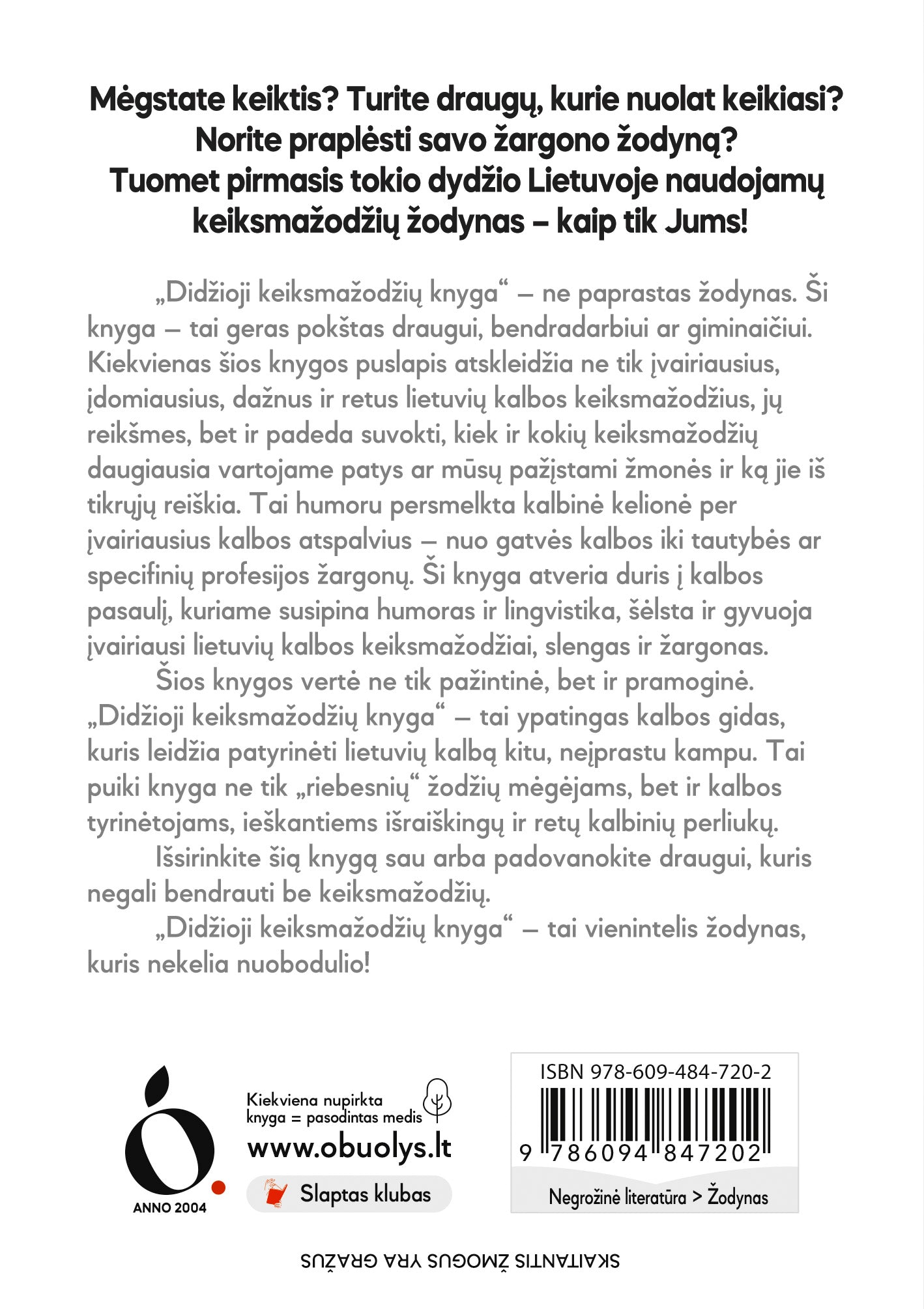 DIDŽIOJI KEIKSMAŽODŽIŲ KNYGA: beveik 10 000 keiksmažodžių ir žargonų + 100 % PERSONALIZUOK PAVADINIMĄ - OBUOLYS