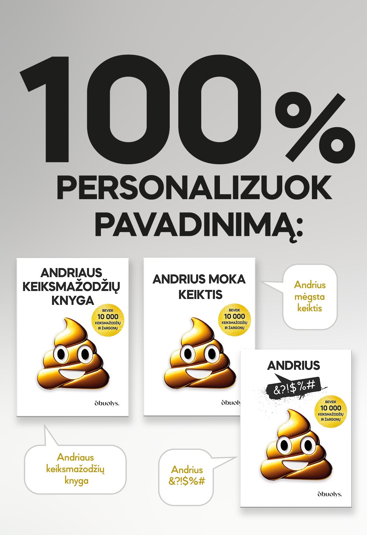 DIDŽIOJI KEIKSMAŽODŽIŲ KNYGA: beveik 10 000 keiksmažodžių ir žargonų + 100 % PERSONALIZUOK PAVADINIMĄ - OBUOLYS