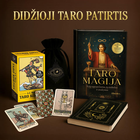 DIDŽIOJI TARO PATIRTIS: kortos, knyga, užrašinė ir ritualai – viskas tavo magiškai kelionei (kartu pigiau!) - OBUOLYS