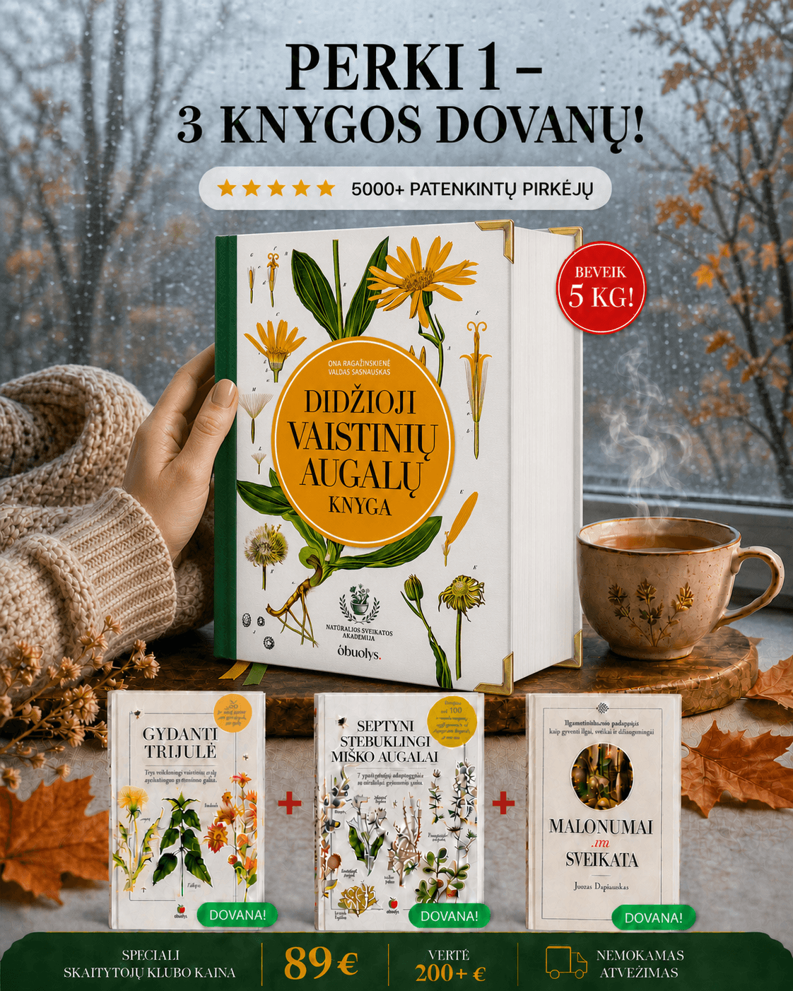 Rinkinys: Didžioji vaistinių augalų knyga + 3 sveikatos knygos dovanų