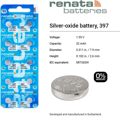 Renata 397 (SR726SW) baterijos 10 vnt.
