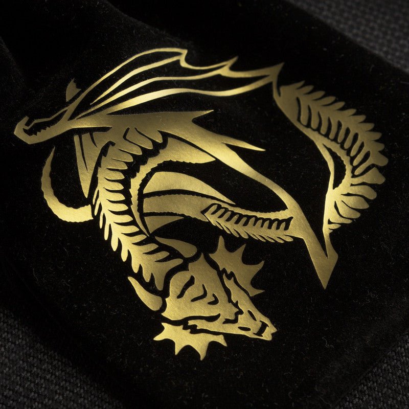 Dragon Velour kauliukų maišelis juodos ir auksinės sp - OBUOLYS