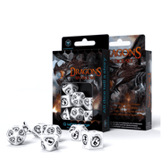 Dragons RPG kauliukų rinkinys baltos ir juodos spalvos - OBUOLYS