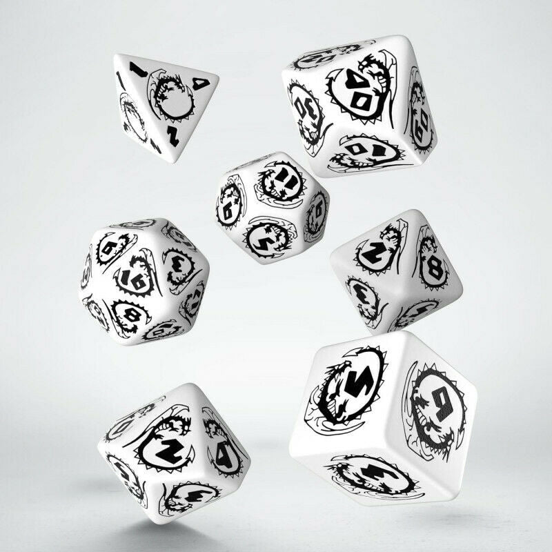 Dragons RPG kauliukų rinkinys baltos ir juodos spalvos - OBUOLYS