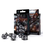 Dragons RPG kauliukų rinkinys juodos ir baltos spalvų - OBUOLYS