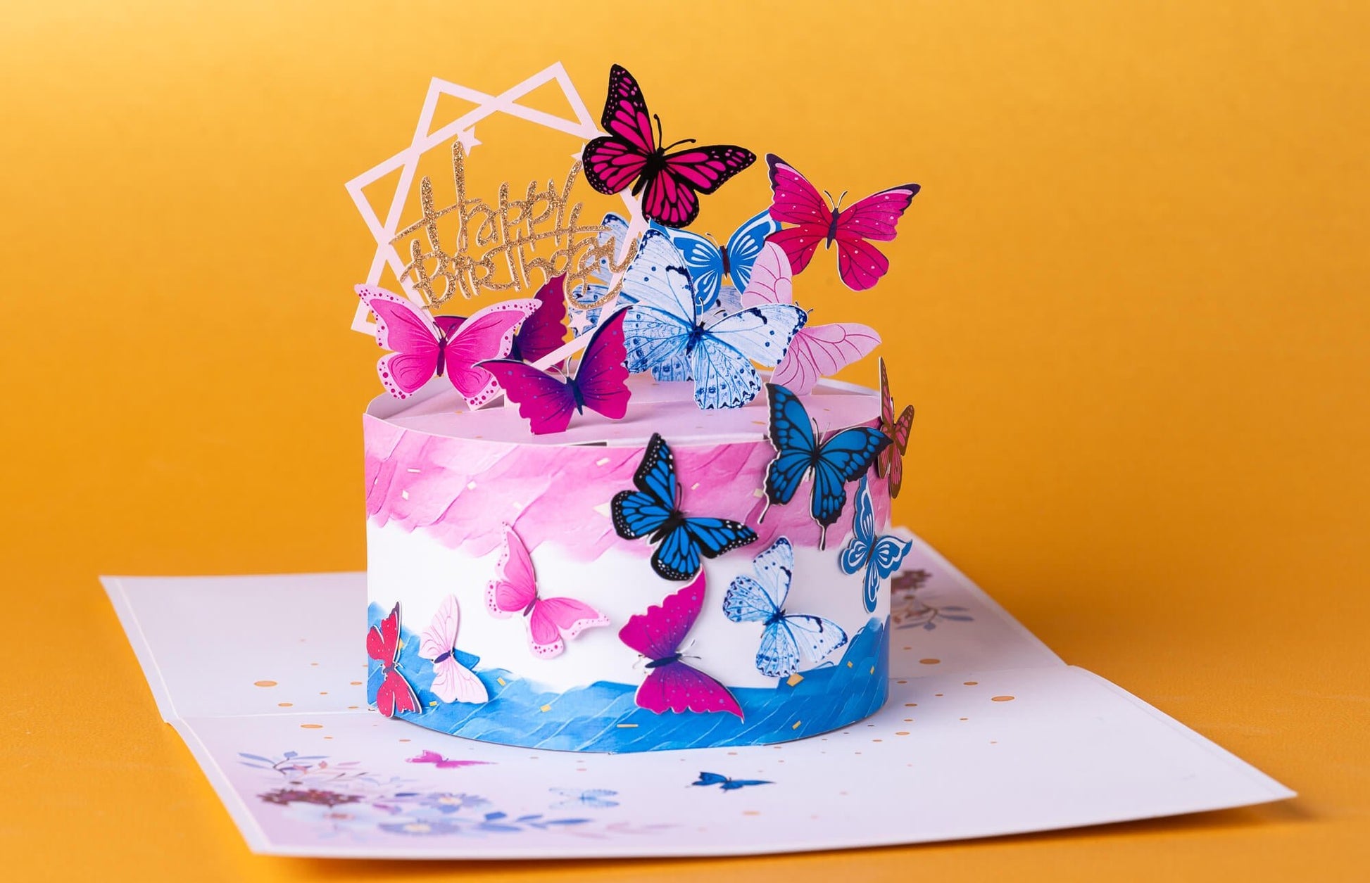 DRUGELIŲ ŠVENTĖ: išskirtinio grožio 3D pop - up atvirukas + vokas - OBUOLYS