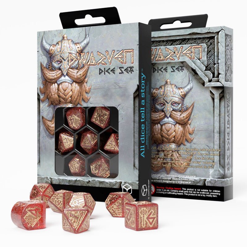 Dwarven Jewels kauliukų rinkinys (raudona sp.) - OBUOLYS