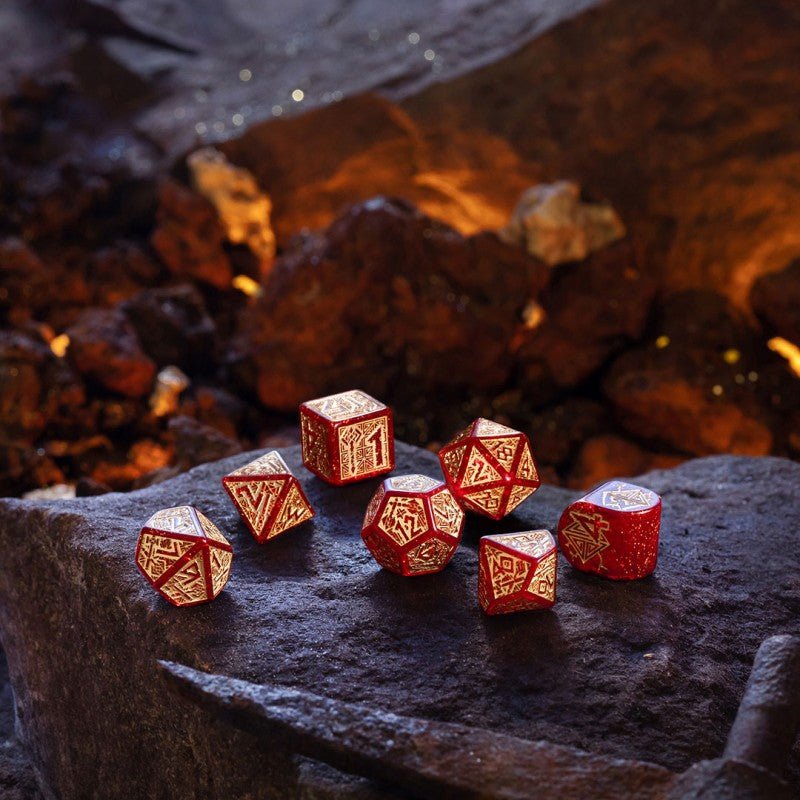 Dwarven Jewels kauliukų rinkinys (raudona sp.) - OBUOLYS