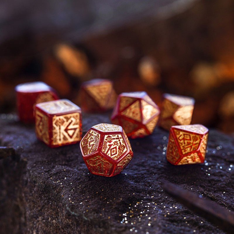 Dwarven Jewels kauliukų rinkinys (raudona sp.) - OBUOLYS