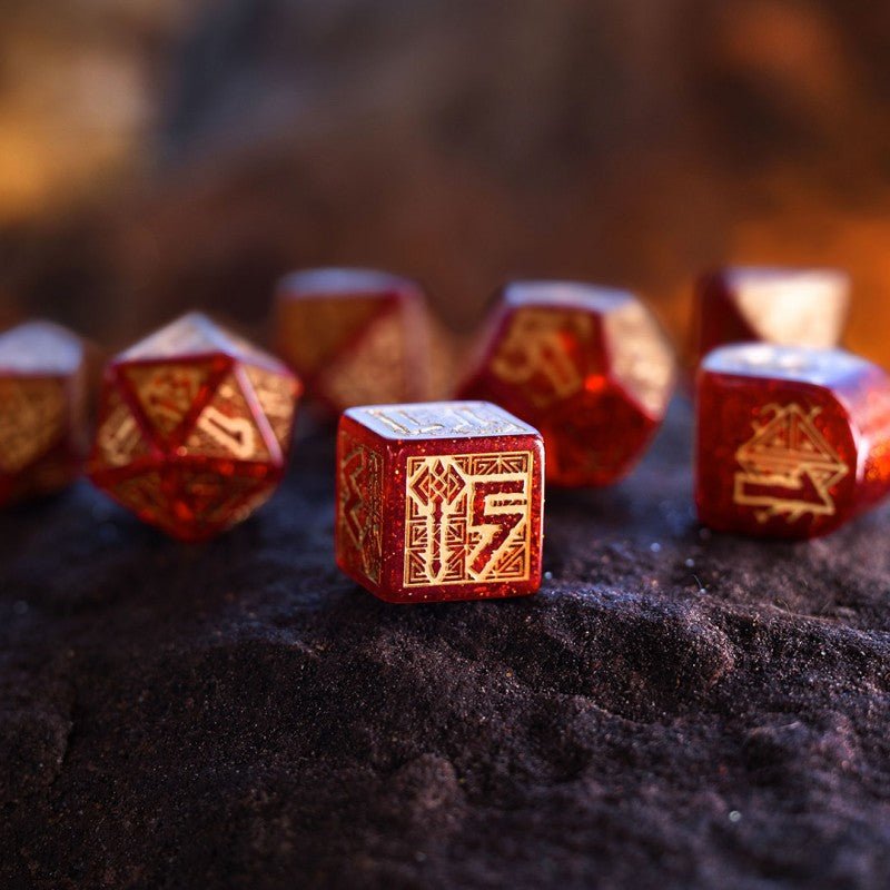 Dwarven Jewels kauliukų rinkinys (raudona sp.) - OBUOLYS