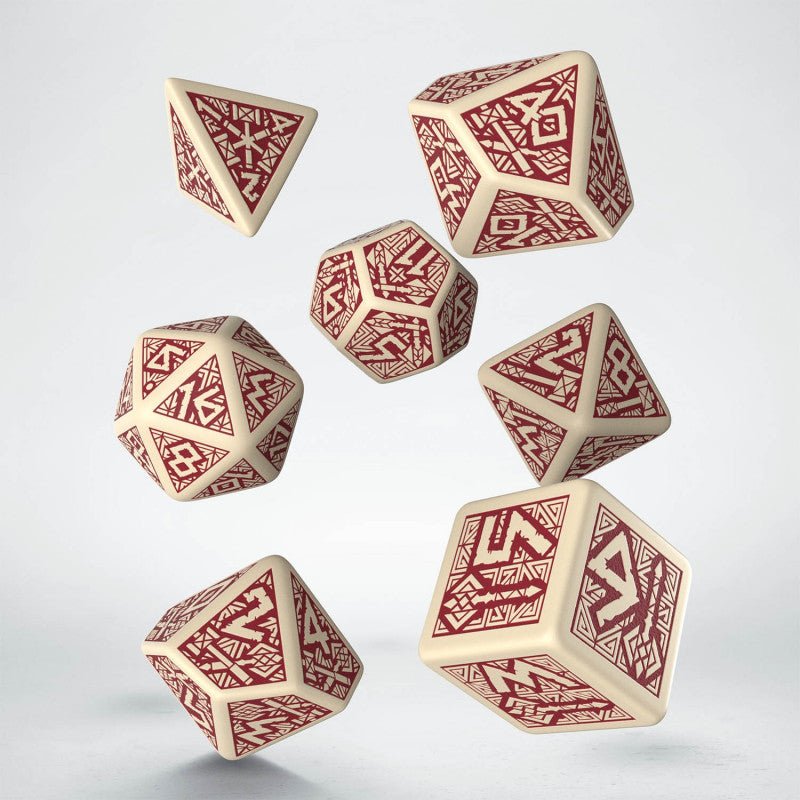 Dwarven kauliukų rinkinys smėlio ir bordo spalvos - OBUOLYS