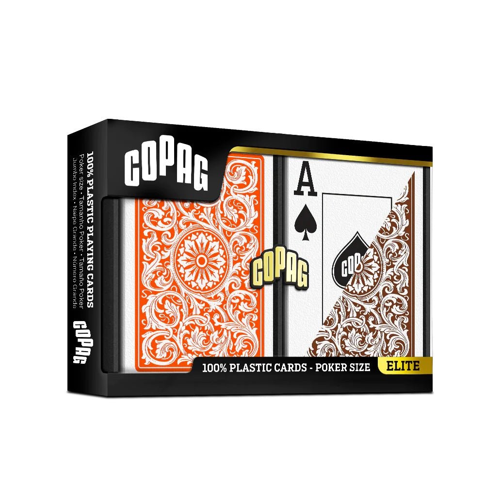 Elite 1546 Playing Cards poker size dviguba žaidimo kortų kaladė (oranžinė/ruda) Copag - OBUOLYS